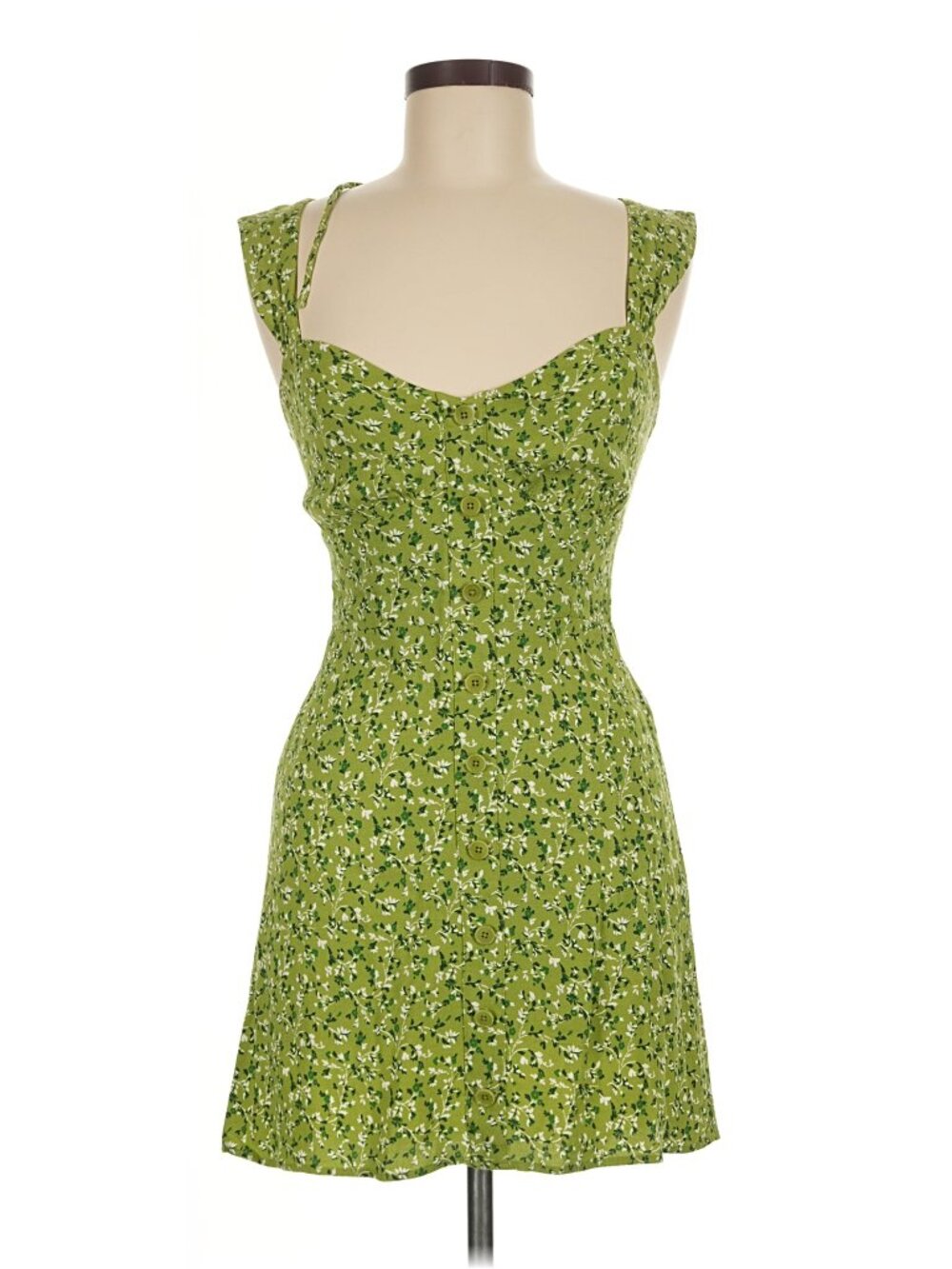 Reformation Short Green Floral Dress